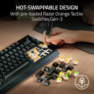 Razer - BlackWidow V4 Pro 75% Wireless Orange Switch Gaming Keyboard with Hot-Swappable Design - Black