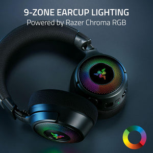 Razer - Kraken V4 Wireless Gaming Headset with 9 Zone Chroma RGB – For PC, Mac, PS5, Switch, Steam Deck, Smartphone - Black