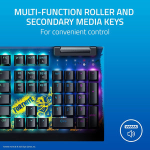 Razer - BlackWidow V4 X Wired Mechanical Yellow Switch Gaming Keyboard with Chroma RGB - Fortnite Edition