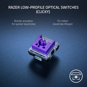 Razer - DeathStalker V2 Pro Wireless Clicky Purple Optical Switch RGB Gaming Keyboard - White