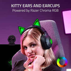Razer - Kraken Kitty V2 Wireless Gaming Headset for PC, Mac, Mobile, and Tablet - Black