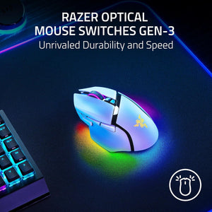 Razer - Basilisk V3 Pro 35K Wireless Ergonomic Gaming Mouse with HyperScroll Tilt Wheel and Chroma RGB Lighting - White