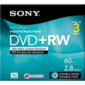 Sony 8cm DVD+RW Recordable Disc (Jewel Case Pack of 3)